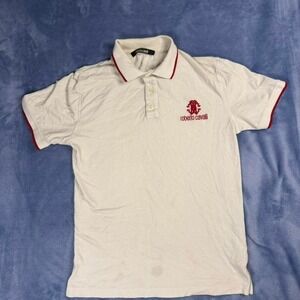 Roberto Cavalli white polo shirt with red accents men Size M